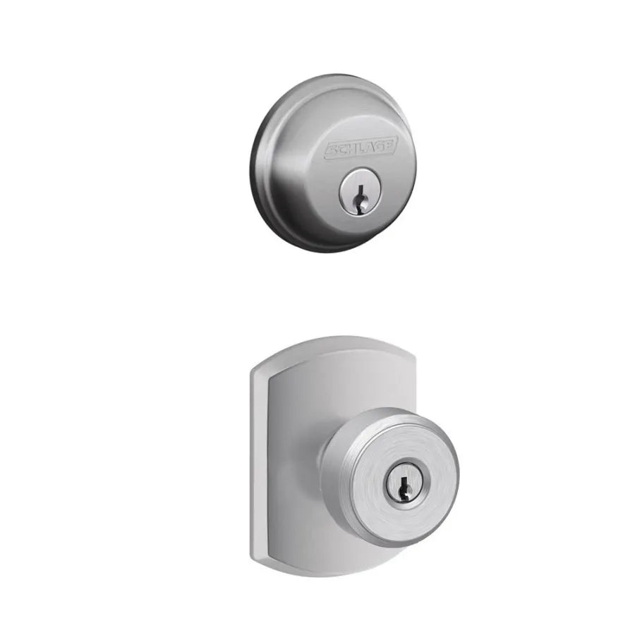 Schlage Bowery Single Cylinder Keyed Entry Door Knob Set and Deadbolt Combo with Greenwich Rose