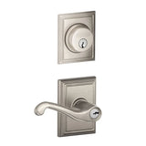 Schlage Flair Single Cylinder Keyed Entry Door Lever Set and Addison Deadbolt Combo with Addison Rose