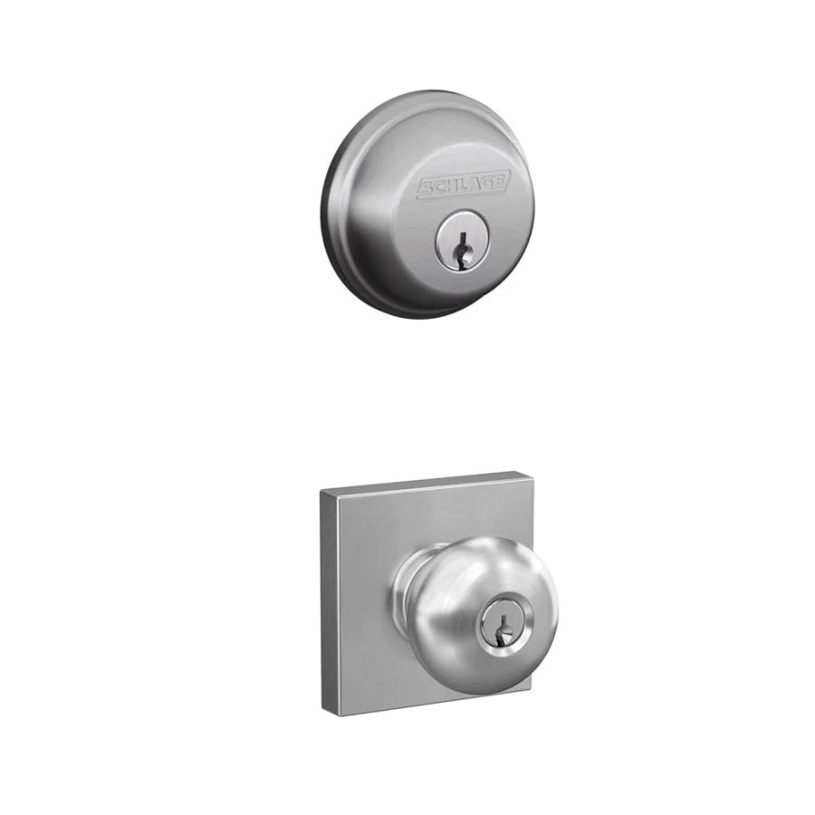Schlage Plymouth Single Cylinder Keyed Entry Door Knob Set and Deadbolt Combo with Collins Rose