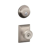 Schlage Bowery Single Cylinder Keyed Entry Door Knob Set and Deadbolt Combo with Addison Rose
