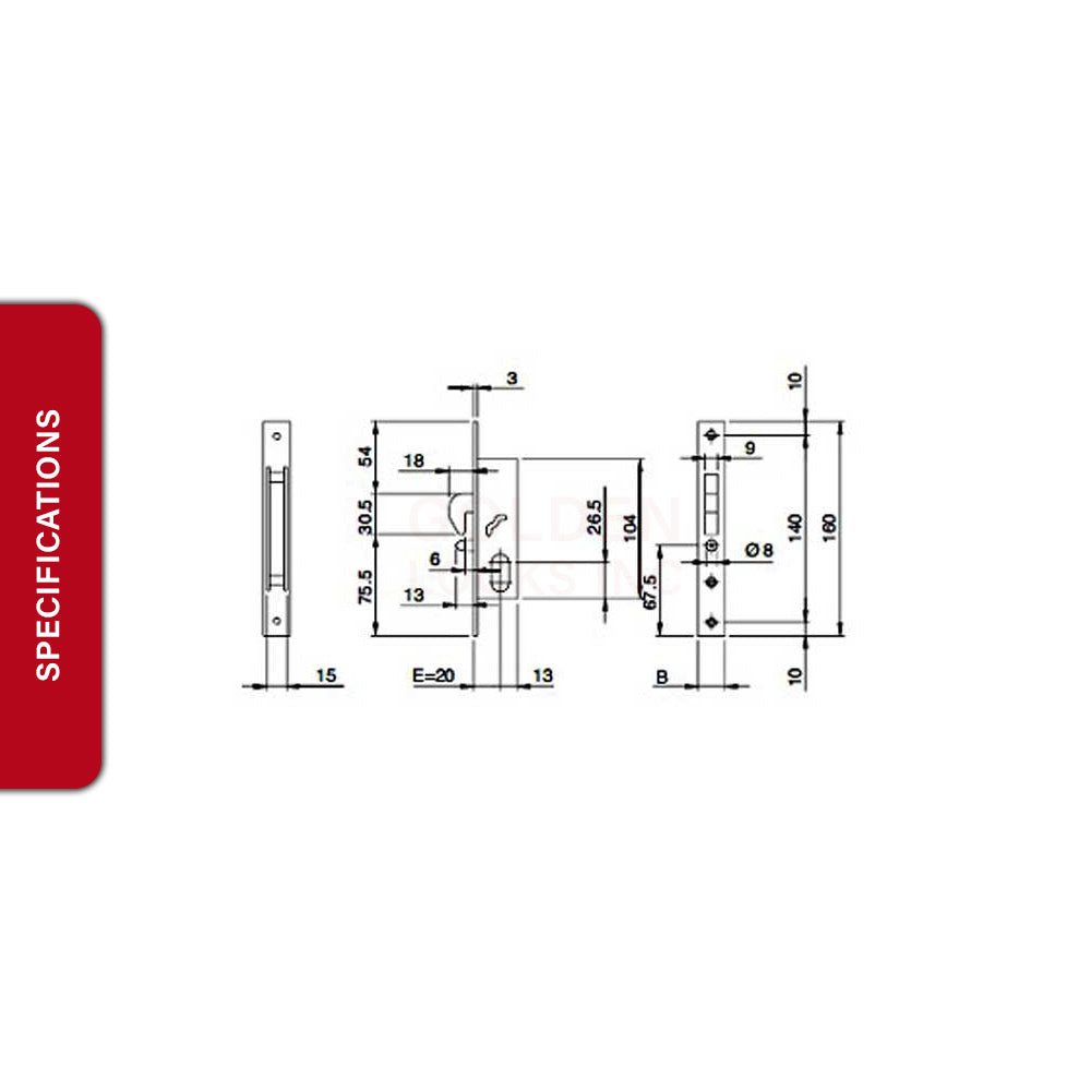 Iseo Mortise Lock 56-627CPBR