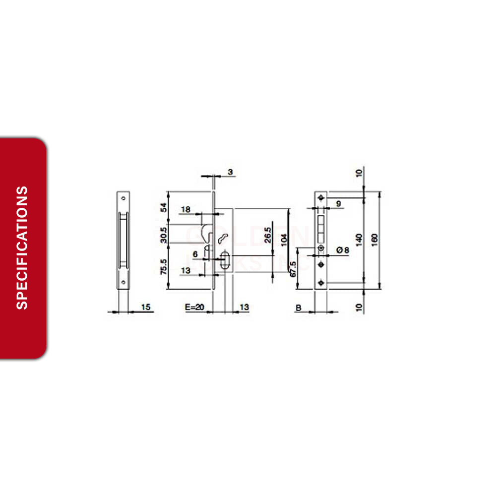 Iseo Mortise Lock and Cylinder 56-627CPBR-Plus