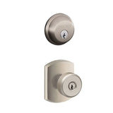 Schlage Bowery Single Cylinder Keyed Entry Door Knob Set and Deadbolt Combo with Greenwich Rose