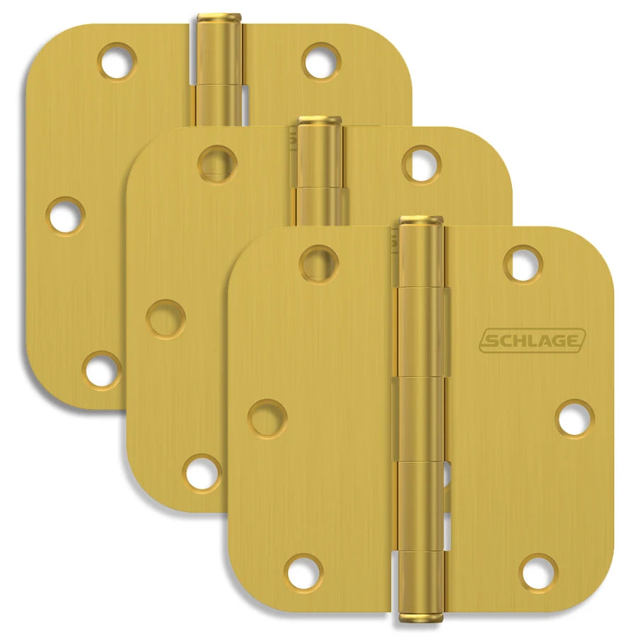 Schlage Residential Pack of Three 3.5" x 3.5" 5/8" Radius Corner Plain Bearing Mortise Hinges