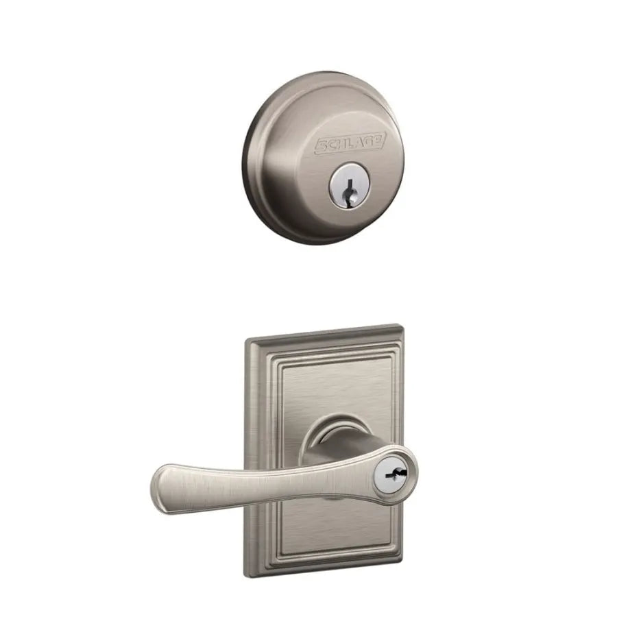 Schlage Avila Single Cylinder Keyed Entry Door Lever Set and Deadbolt Combo with Addison Rose