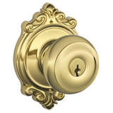 Schlage Residential F51A - Entry Lock - Georgian Knob, C Keyway with 16211 Latch and 10063 Strike - Brookshire Rose