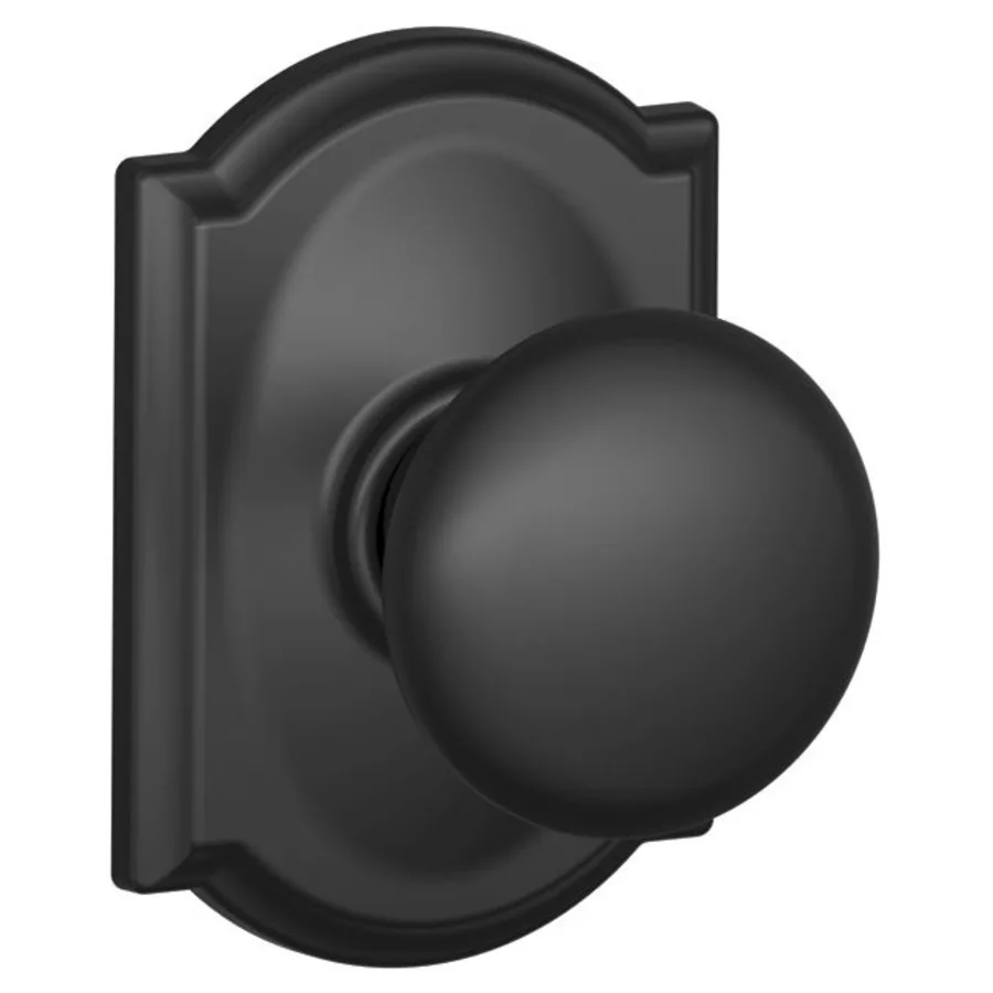 Schlage Residential F10 - Plymouth Knob Passage Lock with 16080 Latch and 10027 Strike - Camelot Trim
