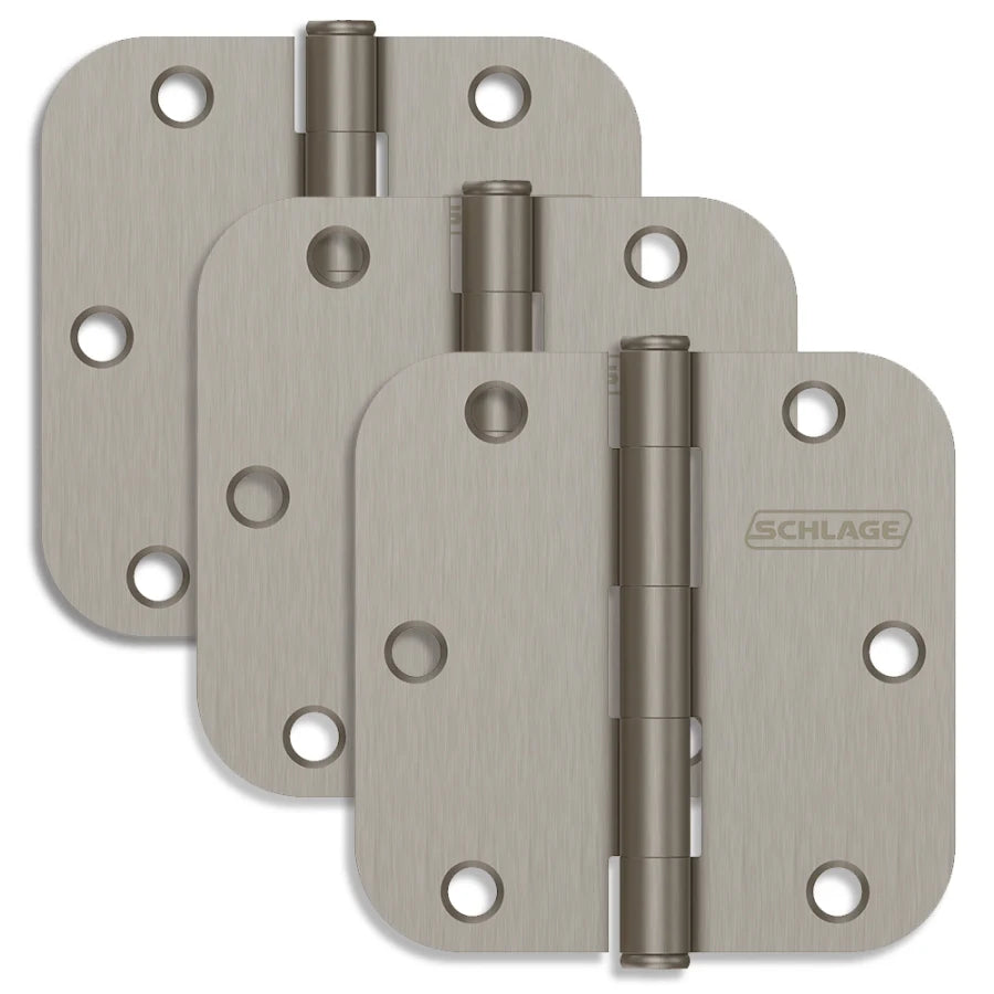 Schlage Residential Pack of Three 3.5" x 3.5" 5/8" Radius Corner Plain Bearing Mortise Hinges