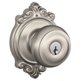 Schlage Residential F51A - Entry Lock - Georgian Knob, C Keyway with 16211 Latch and 10063 Strike - Brookshire Rose