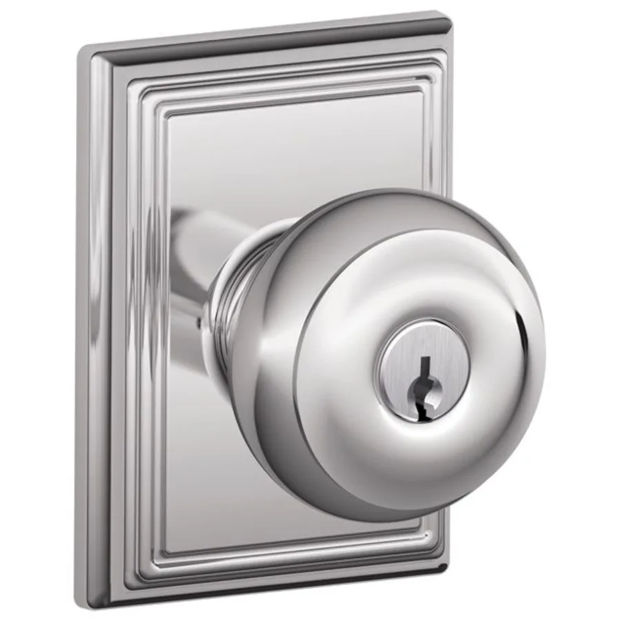 Schlage Residential F51A - Entry Lock - Georgian Knob, C Keyway with 16211 Latch and 10063 Strike - Addison Rose