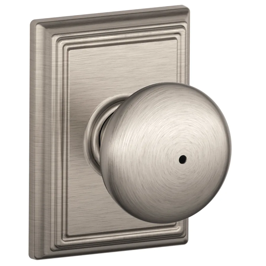 Schlage Residential F40 - Privacy Lock - Plymouth Knob, 16080 Latch and 10027 Strike - Addison Trim