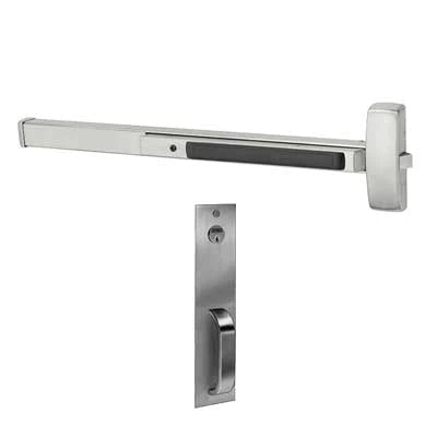 Sargent 56-12-8804-G-PSB-US32D 48" Bar, (12) Fire Rated Rim Exit Device, (56) Electric Latch Retraction, PSB Pull Trim, Key Retracts Latch Bolt , US32D/630 Satin Stainless Steel Finish