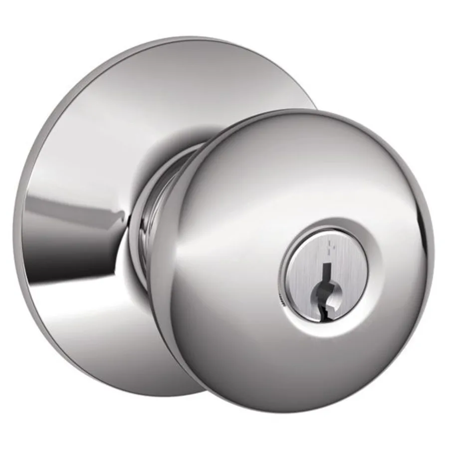 Schlage Residential F51A - Entry Lock - Plymouth Knob, C Keyway with 16211 Latch and 10063 Strike