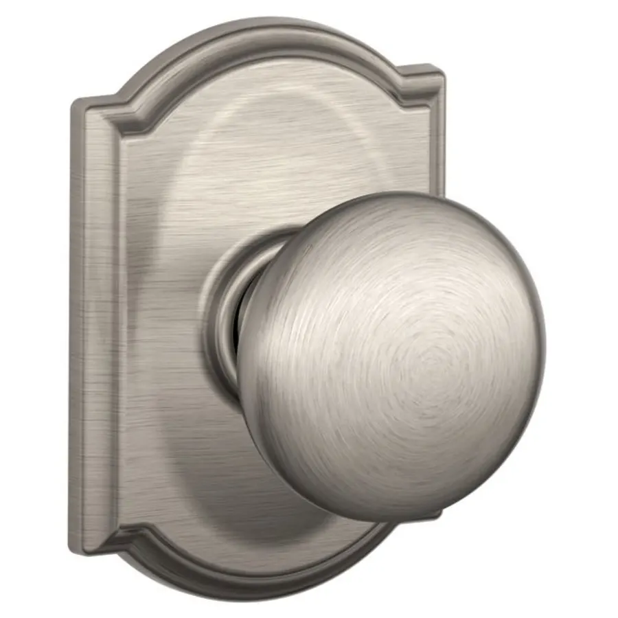 Schlage Residential F10 - Plymouth Knob Passage Lock with 16080 Latch and 10027 Strike - Camelot Trim