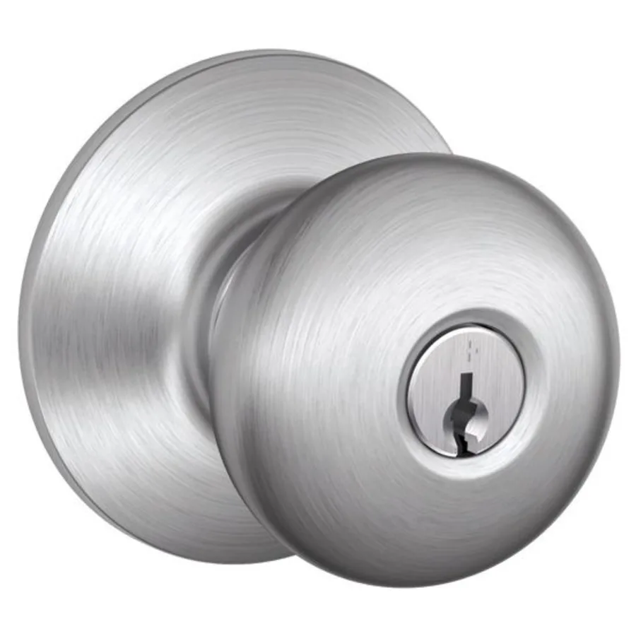 Schlage Residential F51A - Entry Lock - Plymouth Knob, C Keyway with 16211 Latch and 10063 Strike