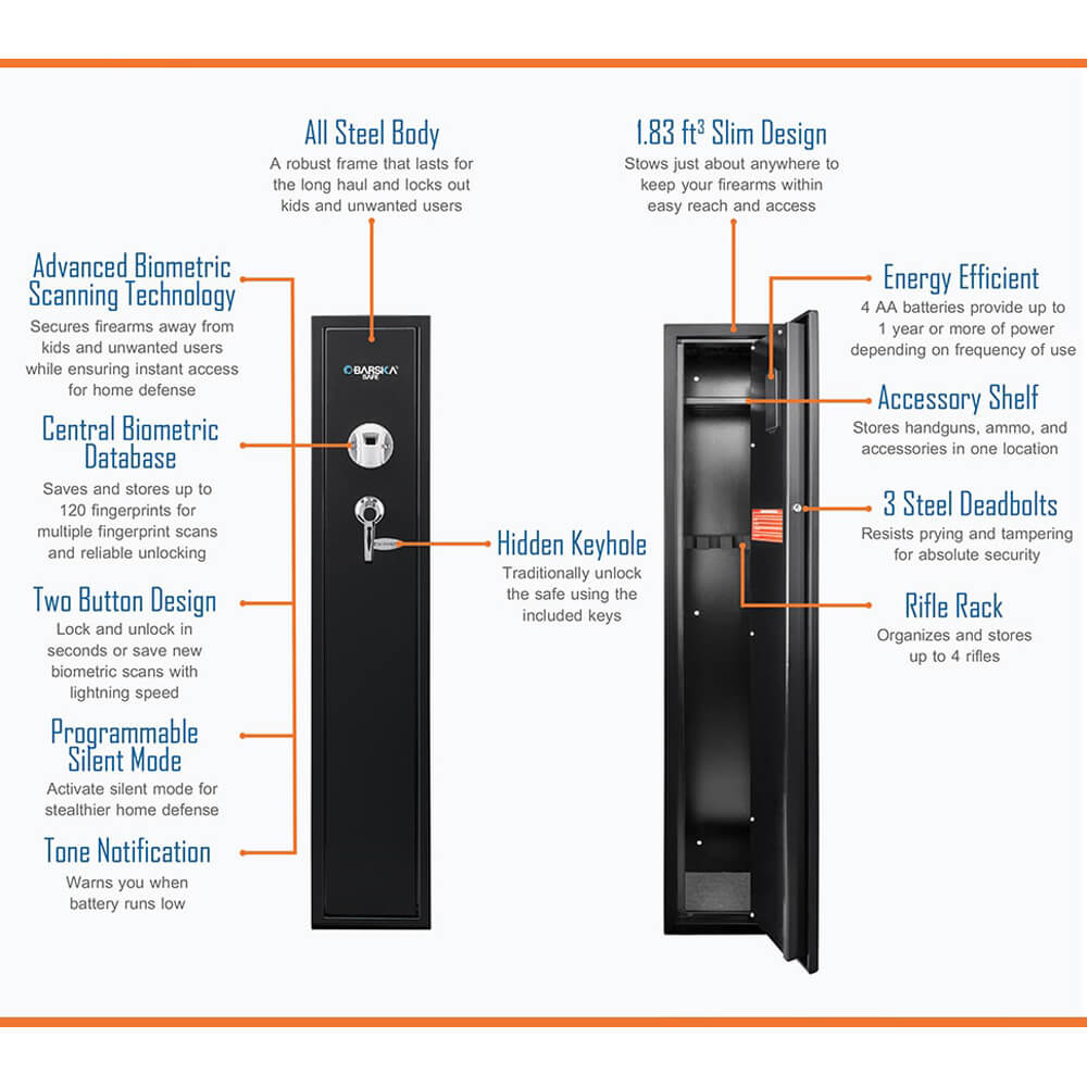 Barska Tall Biometric Rifle Safe AX11652