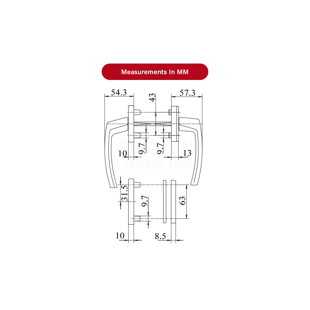 ROTO Nt R01.1 Balcony -Terrace Door Handle, Full Set