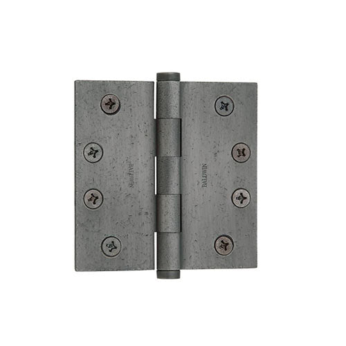 Baldwin 4" Wide Plain Bearing Square Corner Mortise Door Hinge from the Estate Collection - Single Hinge