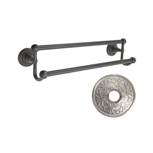 Emtek 30" Traditional Brass Double Towel Bar w/Lancaster Rosette