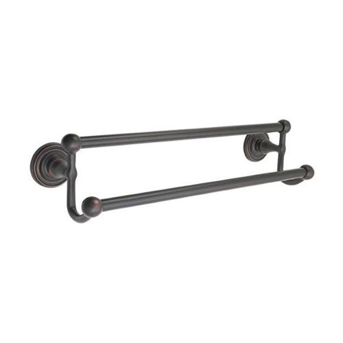 Emtek 18" Traditional Brass Double Towel Bar w/ Rope Rosette