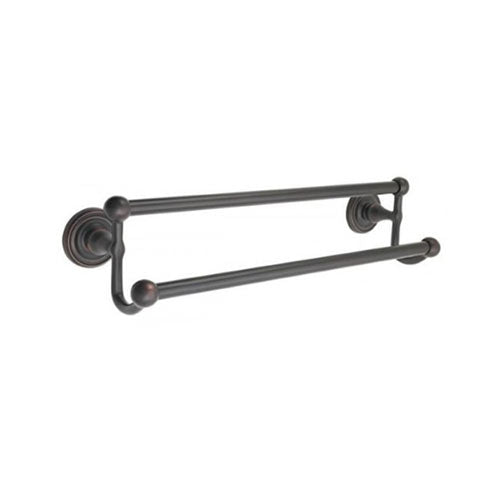 Emtek 24" Traditional Brass Double Towel Bar w/Ribbon & Reed Rosette
