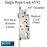 Hoppe Mortise Single Point Lock - 14mm Deadbolt Throw, 16mm Faceplate, 45/92 Gear