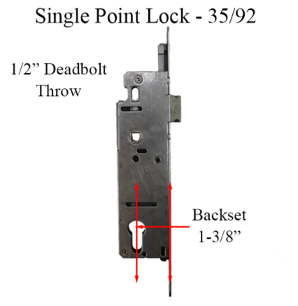 16MM HOPPE SINGLE POINT LOCK (SPL), 35/92 GEAR, 1/2" (14MM) DEADBOLT THROW