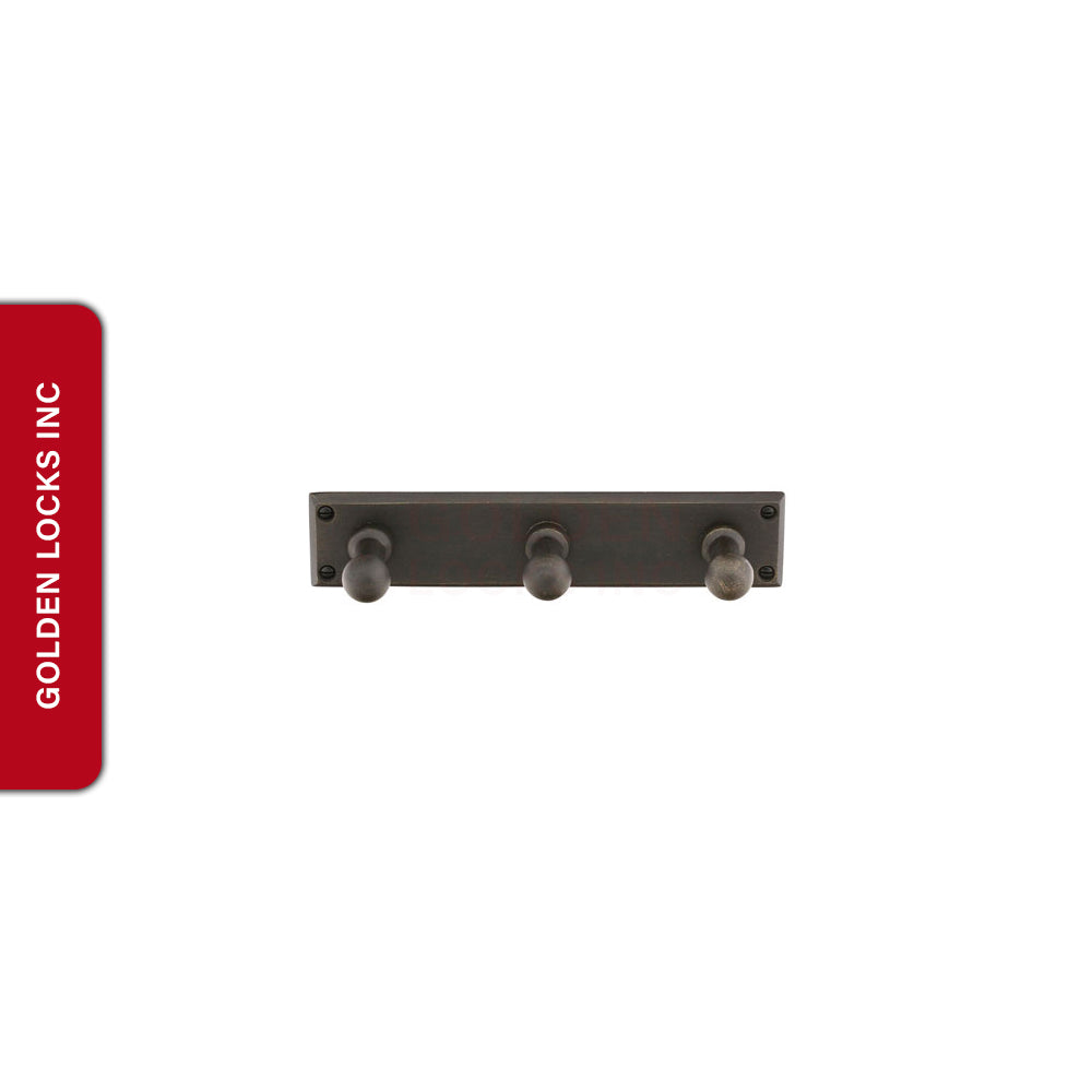 Emtek 2307 Sandcast Bronze 3 Hooks with Rectangular Plate