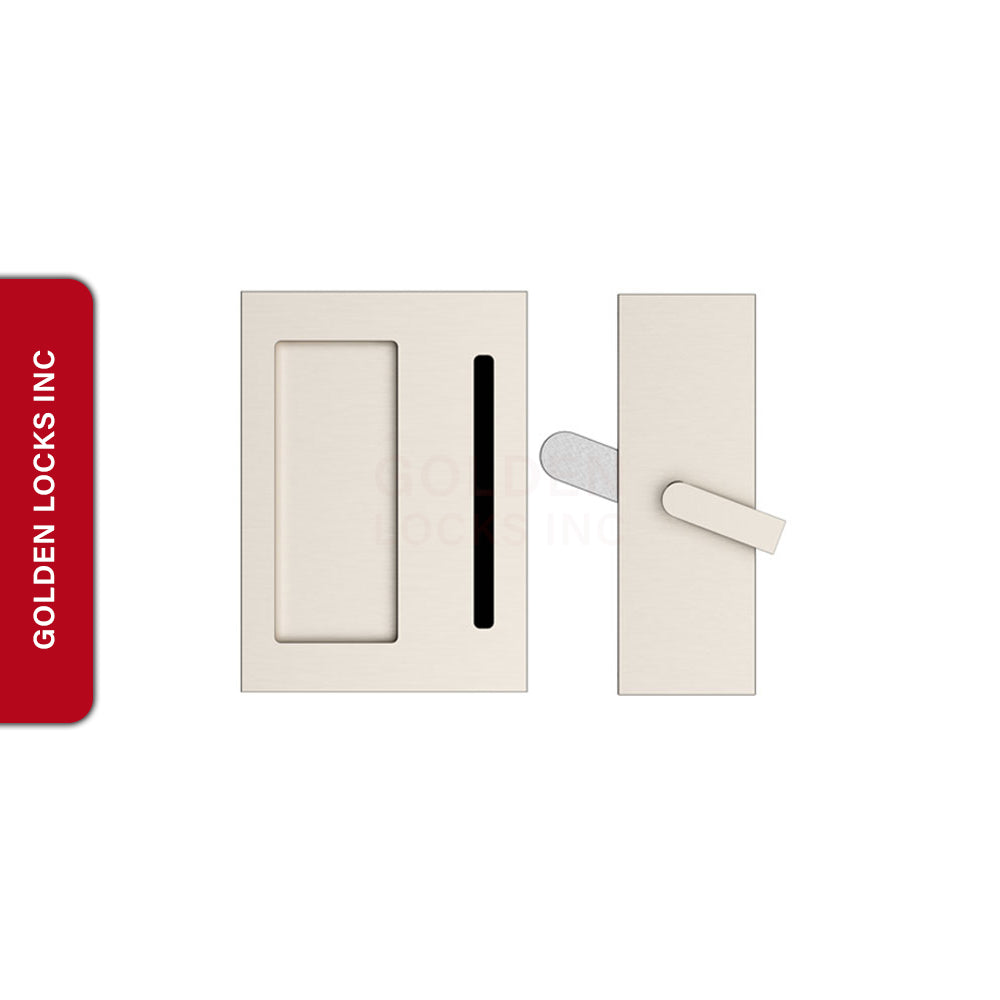 Emtek 222202 Modern Rectangular Barn Door Privacy Lock and Flush Pull with Integrated Strike