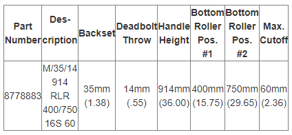 Hoppe Multipoint 1.38" Backset Automatic Gear with Bottom Two Roller Extension