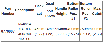 Hoppe Multipoint 1.77" Backset Manual Gear with Bottom Two Roller Extension