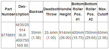 Hoppe Multipoint 1.38" Backset Manual Gear with Bottom Two Roller Extension