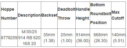 Hoppe Multipoint 1.77" Backset Manual Gear with Roundbolt Bottom Extension