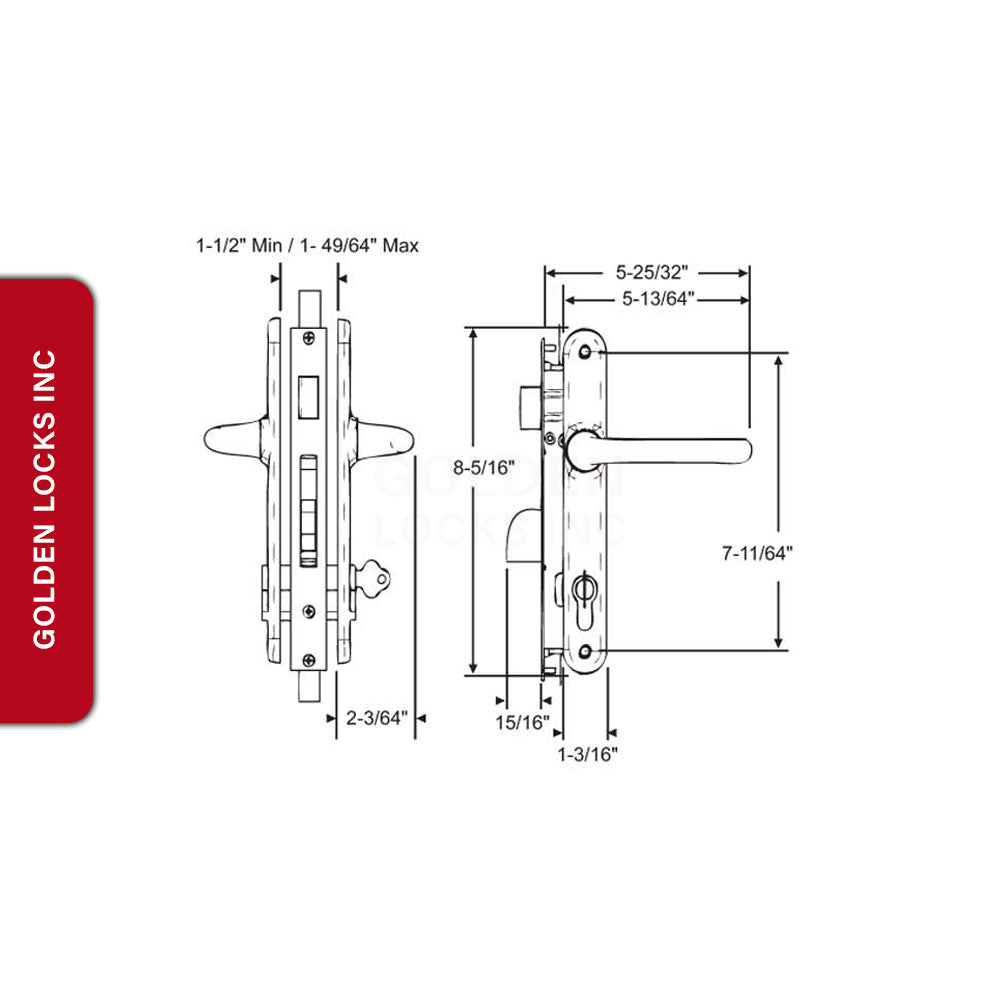 Millton 2 Point Lockset 55-100WSCH