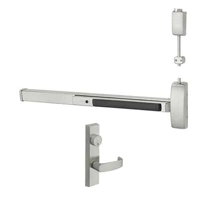Sargent 55-12-NB-8713-G-ETL-84-US32D 48" Bar, Top Latch Less Bottom Rod, (12) Fire Rated Surface Vertical Rod Exit Device, ETL Trim, (55) Request to Exit Option, 84" Door Height, US32D/630 Satin Stainless Steel Finish