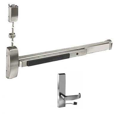 Sargent 12-NB-8774-ETL-F-84-24V-US32D 36" (12) Fire Rated Surface Vertical Rod Exit Device, Less Bottom Rod, 24VAC/DC, ETL Trim, Fail Secure, 84" Door Height, US32D/630 Satin Stainless Steel Finish, Handed