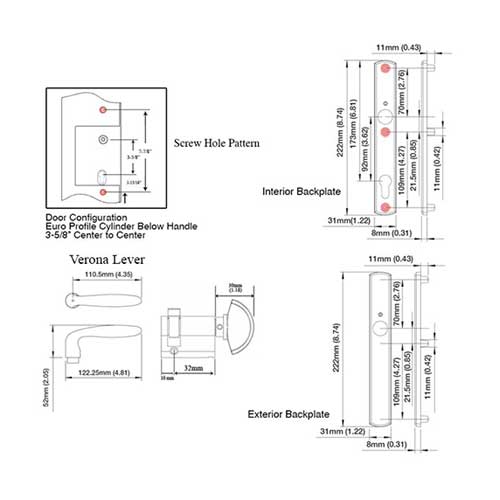 HOPPE Multipoint Lock Handleset - M151/216 VERONA CONTEMPORARY INACTIVE-Pure White ,2131127