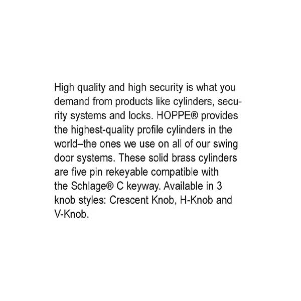 Hoppe 90 degree Full Cylinder 3141933 for 1.75” Door in Antique Brass (F73)