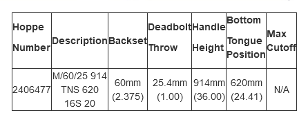 Hoppe Multipoint 2.375" Backset Manual Gear with Tongue/ Shootbolt Bottom Extension