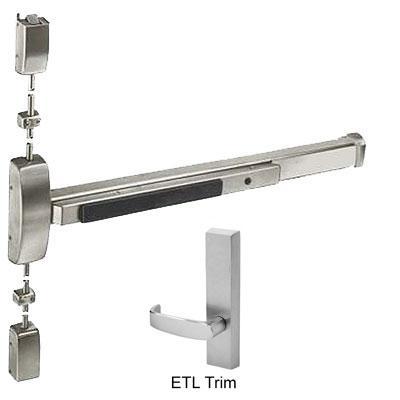 Sargent 12-8715-F-84-ETL-US32D 36" (12) Fire Rated Surface Vertical Rod Exit Device, ETL Trim, Passage Lever, 84" Height, US32D/630 Satin Stainless Steel Finish