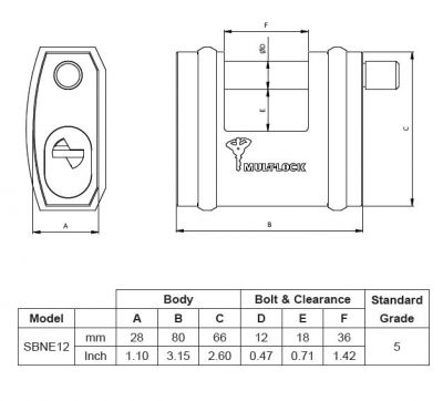Mul-T-Lock NE12SB NE Series Sliding Bolt Padlock 1/2" Bolt