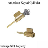 Keyed Cylinder, Active Hinged 1-3/4 door (SCHLAGE C) - Brass