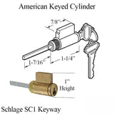 Keyed Cylinder, Active Hinged 1-3/4 door (SCHLAGE C) - Brass