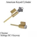 Keyed Cylinder, Active Hinged 2-1/4 door (SCHLAGE C) - Chrome