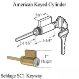 Keyed Cylinder, Active Hinged 2-1/4 door (SCHLAGE C) - Chrome