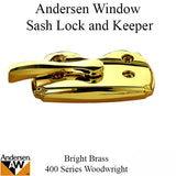 Andersen Woodwright Double Hung Windows Sash Lock & Keeper Set - Bright Brass