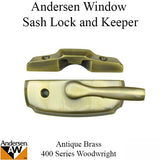 Andersen Woodwright Double Hung Windows Sash Lock & Keeper Set - Antique Brass