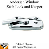 Andersen Woodwright Double Hung Windows Sash Lock &amp; Keeper Set - Polished Chrome