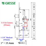 GIESSE DOOR WITH PERIMETER LOCK 45MM BACKSET, 85 PZ