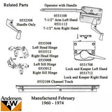 Andersen 7073 A Operator with Handle 7-1/2 Inch Arm Square Shoe, Left Hand - Bronze